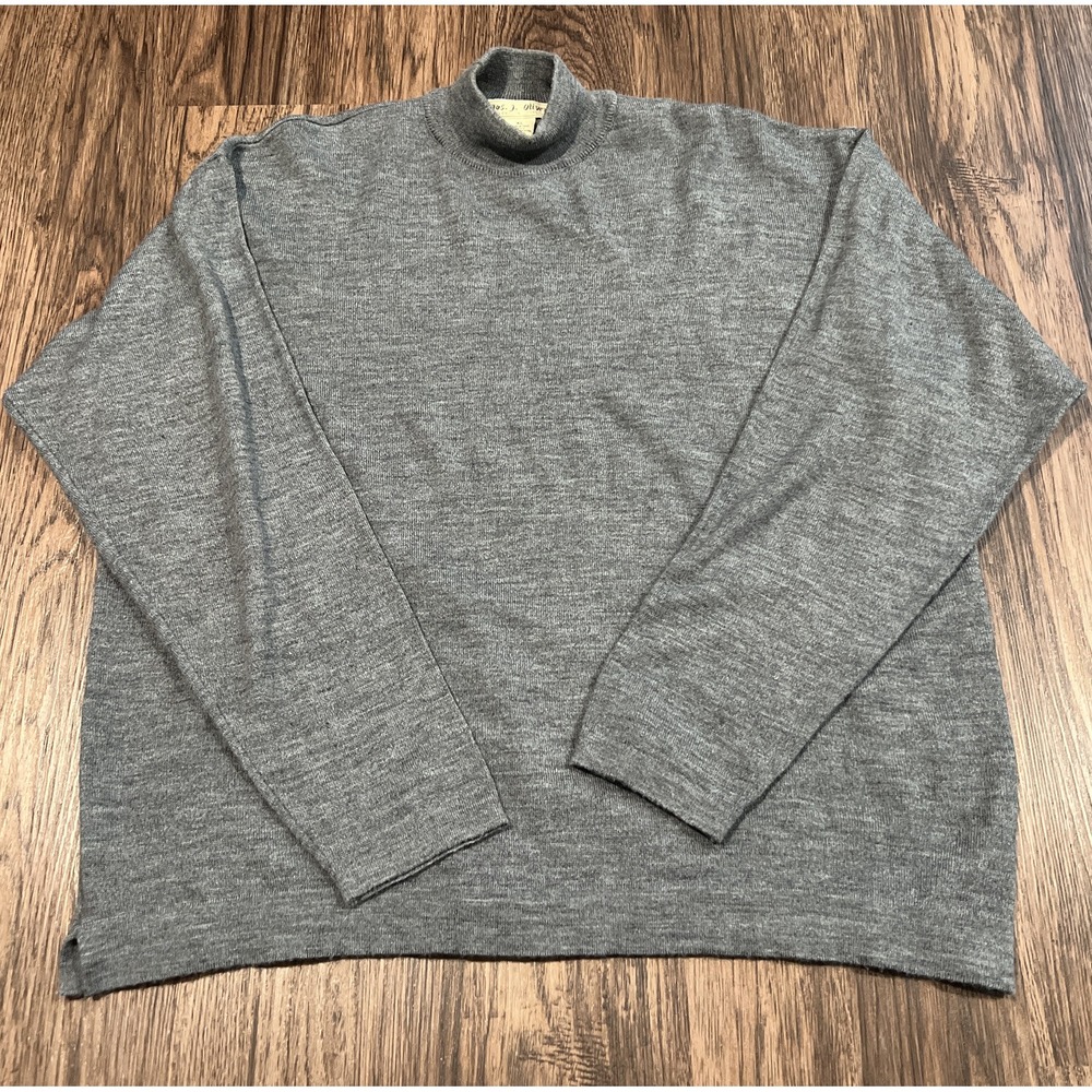 Jos. J. Oliver Vintage Grey Wool Blend Mock Neck Sweater Italy Sz XL